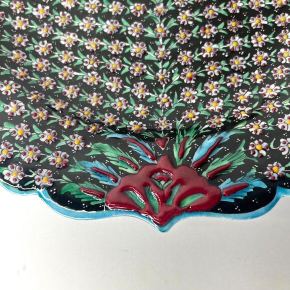 Decorative 12.5" Wall Hanging Plate Life Tree Pattern Turkish Ceramic Hand Paint - Picture 3 of 16